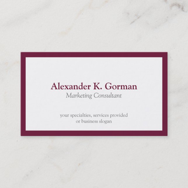 Standard classic burgundy border solid profession business card (Front)