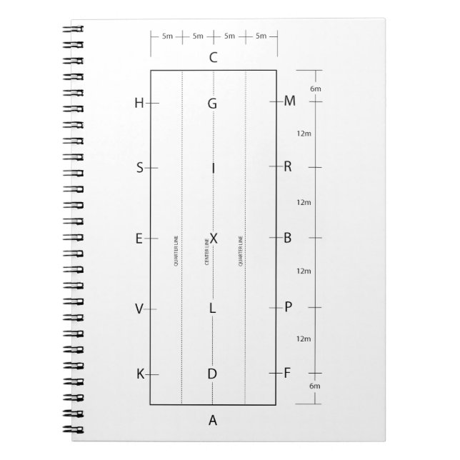 Standard Dressage Arena Template Horse Competition Notebook (Front)