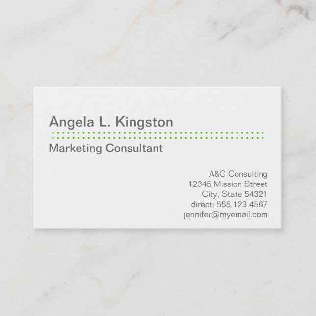 Standard modern micro dot apple green grey custom business card (Front)