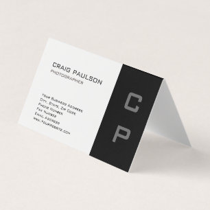 Standard Monogram Modern White Black Business Card