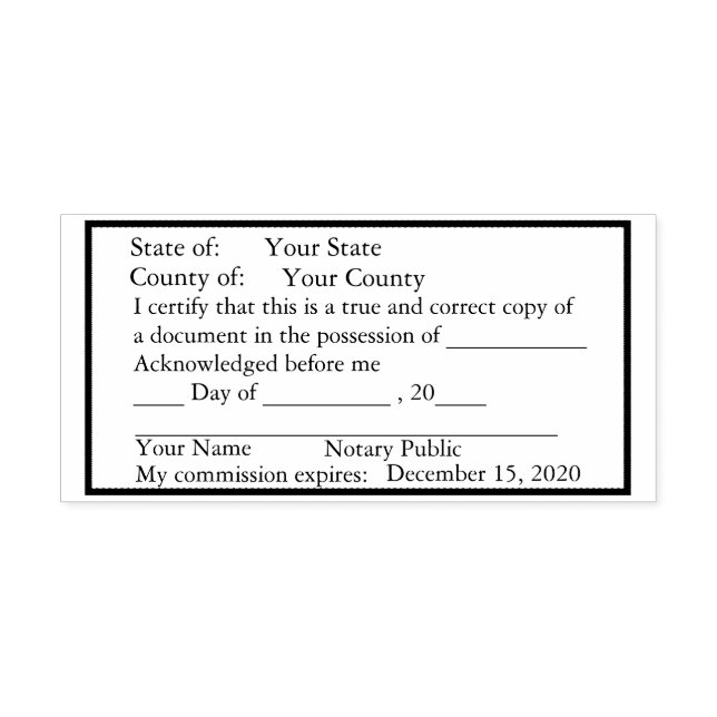 Standard Notary Public Copy Stamp (Design)