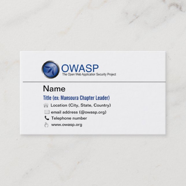 Standard OWASP Business Card (Front)