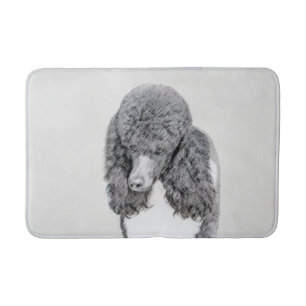 Standard Poodle Black Parti Painting - Dog Art Bath Mat