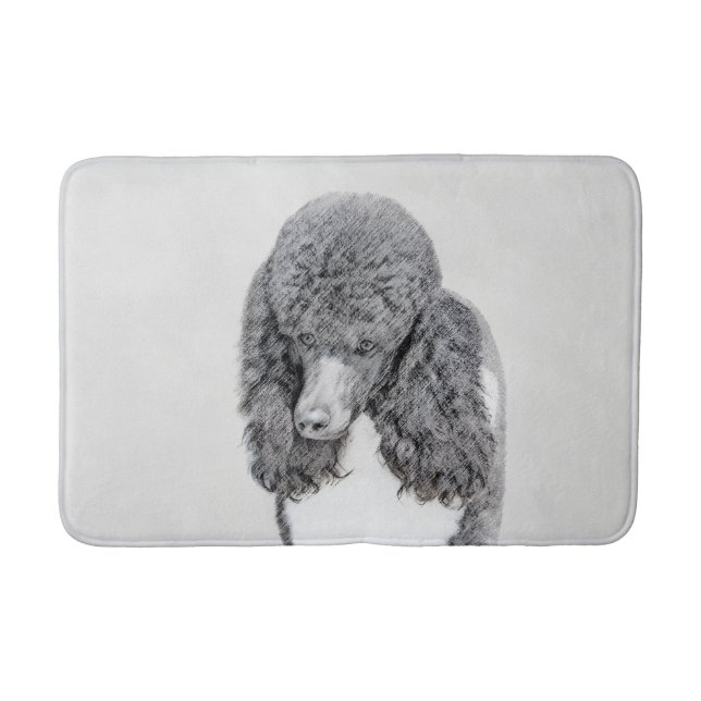 Standard Poodle Black Parti Painting - Dog Art Bath Mat (Front)