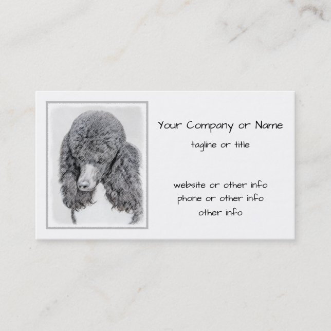 Standard Poodle Black Parti Painting - Dog Art Business Card (Front)