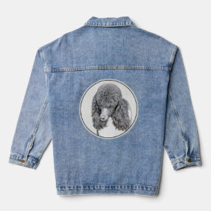 Standard Poodle Black Parti Painting - Dog Art Denim Jacket
