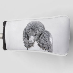 Standard Poodle Black Parti Painting - Dog Art Golf Head Cover