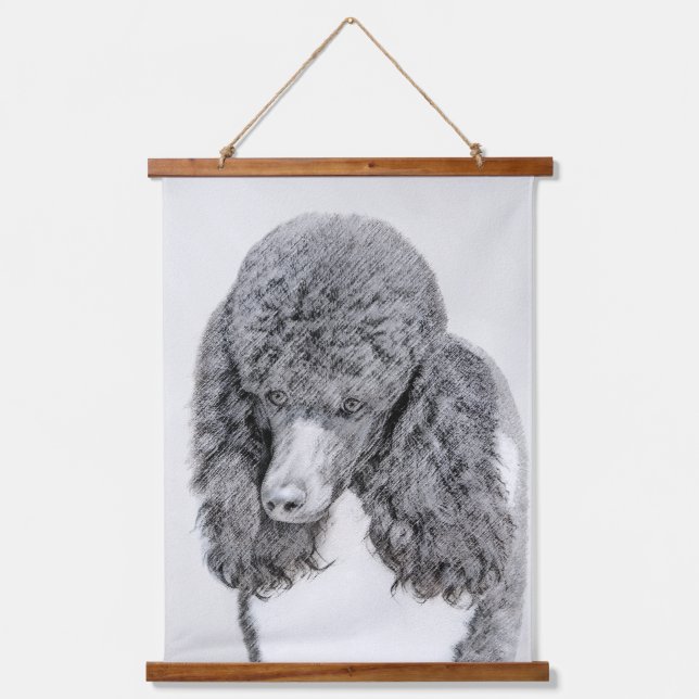 Standard Poodle Black Parti Painting - Dog Art Hanging Tapestry (Front)