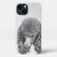 Standard Poodle Black Parti Painting - Dog Art