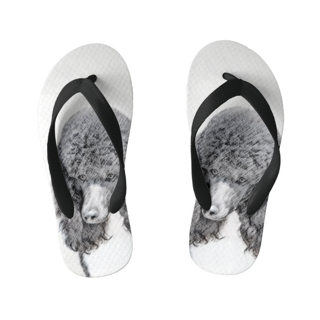 Standard Poodle Black Parti Painting - Dog Art Kid's Jandals (Footbed)