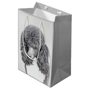 Standard Poodle Black Parti Painting - Dog Art Medium Gift Bag