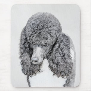 Standard Poodle Black Parti Painting - Dog Art Mouse Pad
