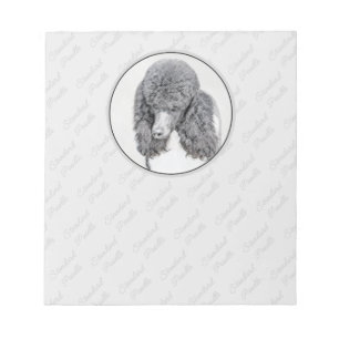 Standard Poodle Black Parti Painting - Dog Art Notepad