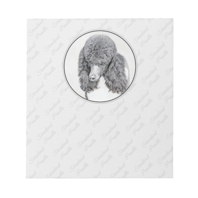Standard Poodle Black Parti Painting - Dog Art Notepad (Front)