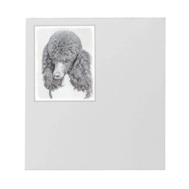 Standard Poodle Black Parti Painting - Dog Art Notepad (Front)
