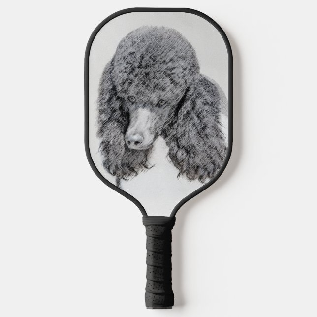 Standard Poodle Black Parti Painting - Dog Art Pickleball Paddle (Front)