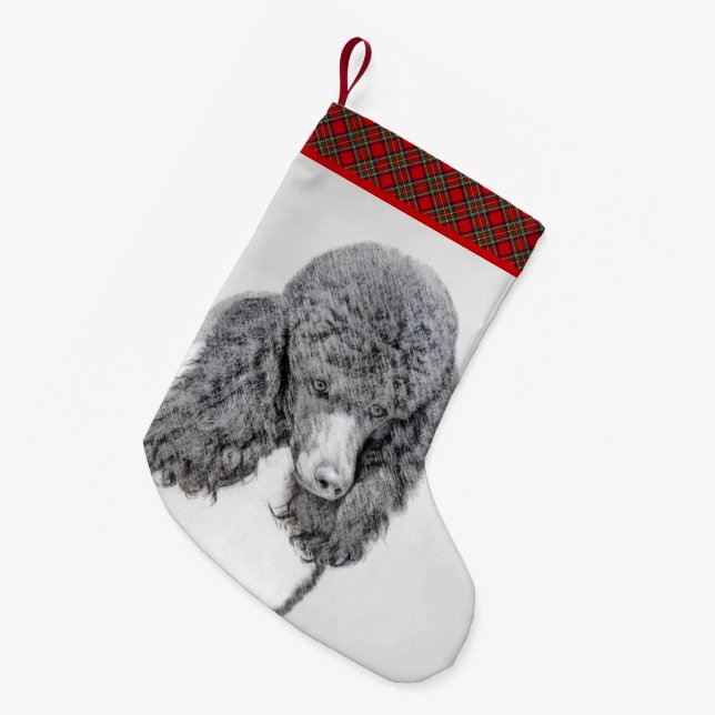 Standard Poodle Black Parti Painting - Dog Art Small Christmas Stocking (Front (Hanging))
