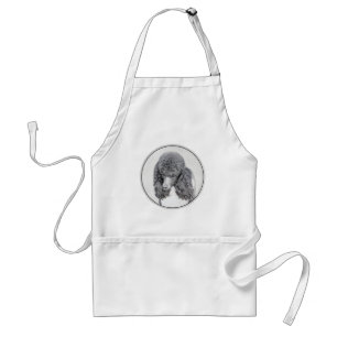 Standard Poodle Black Parti Painting - Dog Art Standard Apron
