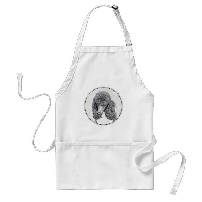 Standard Poodle Black Parti Painting - Dog Art Standard Apron (Front)