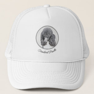 Standard Poodle Black Parti Painting - Dog Art Trucker Hat