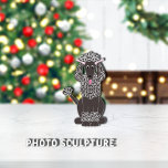 Standard Poodle Black Pet Ornament Photo Sculpture Decoration<br><div class="desc">Cute,  black standard Poodle with pink ribbons on ears.  Adorable eyes and pink tongue out.



Graphic by:  Lori@SaltTownStudio.</div>