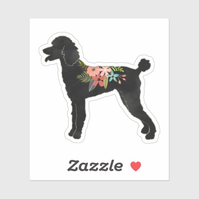 Standard Poodle Dog Breed Boho Floral Silhouette (Sheet)