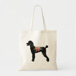 Standard Poodle Dog Breed Boho Floral Silhouette Tote Bag