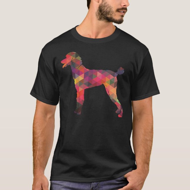 Standard Poodle Dog Breed Geometric Pattern Silhou T-Shirt (Front)