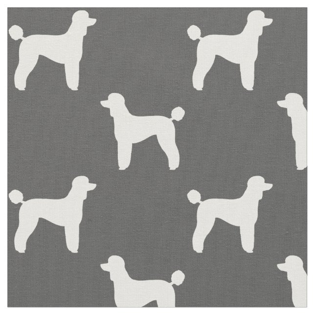 Standard Poodle Dog Silhouettes Pattern Fabric (Close Up)