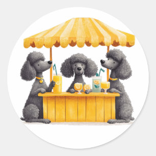 Standard Poodle Dogs Running A Lemonade Stand Classic Round Sticker