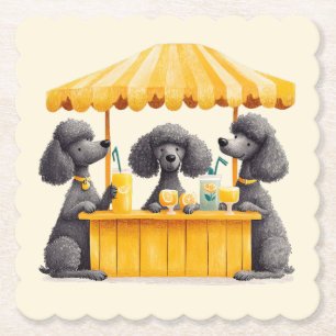 Standard Poodle Dogs Running A Lemonade Stand Paper Coaster