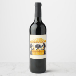 Standard Poodle Dogs Running A Lemonade Stand Wine Label