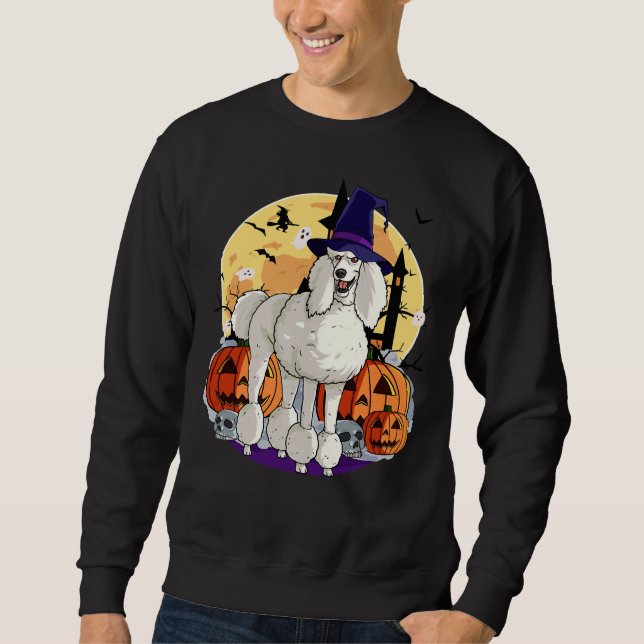 Standard Poodle Halloween Witch Pumpkin Sweatshirt (Front)
