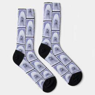Standard Poodle Painting White Original Dog Art Socks