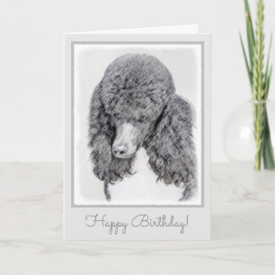 Standard Poodle Parti Painting - Original Dog Art Card