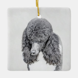 Standard Poodle Parti Painting - Original Dog Art Ceramic Ornament