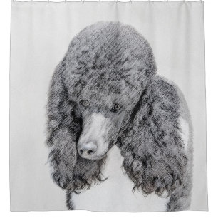 Standard Poodle Parti Painting - Original Dog Art Shower Curtain