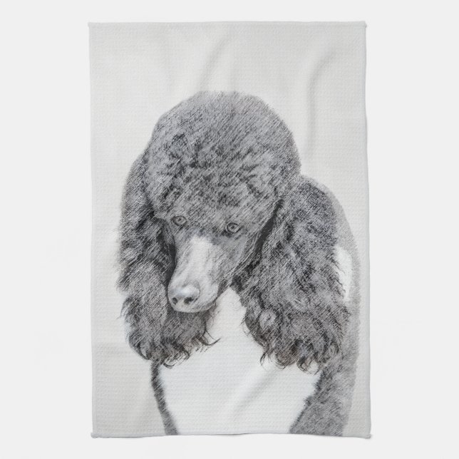 Standard Poodle Parti Painting - Original Dog Art Tea Towel (Vertical)