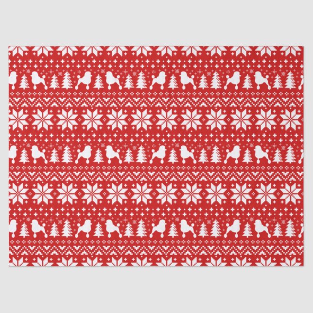 Standard Poodle Silhouettes Christmas Pattern Tissue Paper (Front)