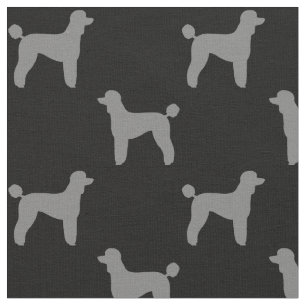 Standard Poodle Silhouettes Pattern Grey and Black Fabric