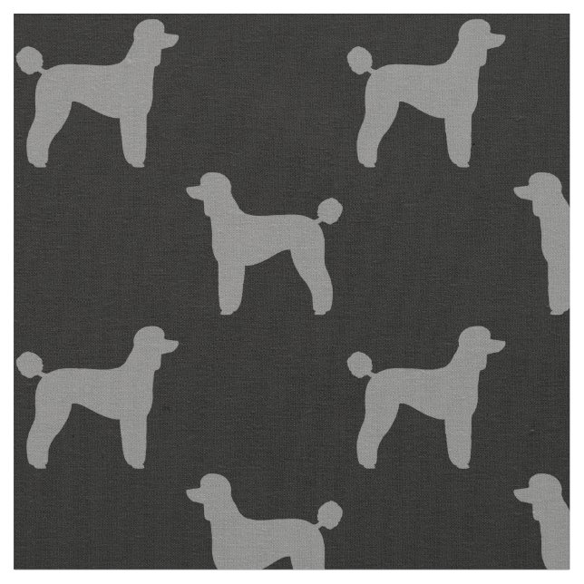 Standard Poodle Silhouettes Pattern Grey and Black Fabric (Close Up)