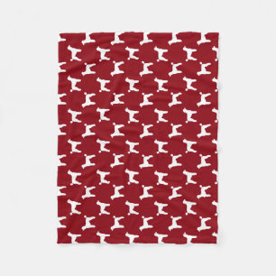 Standard Poodle Silhouettes Pattern Red Fleece Blanket