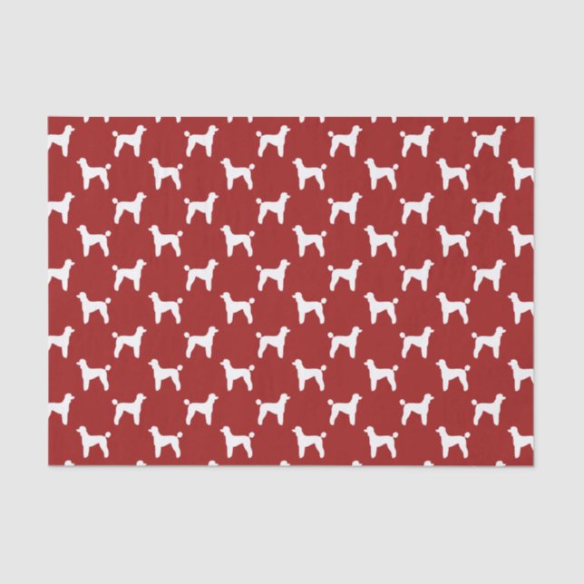 Standard Poodle Silhouettes Pattern Red Tissue Paper (Front)