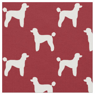 Standard Poodle Silhouettes Red and White Pattern Fabric