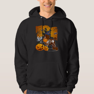 Standard Poodle Skeleton Halloween Happy Pumpkin Hoodie