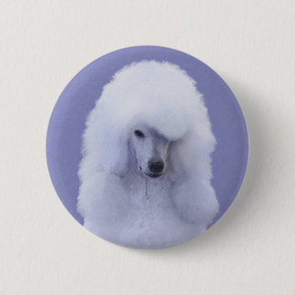 Standard Poodle White Painting - Original Dog Art 6 Cm Round Badge