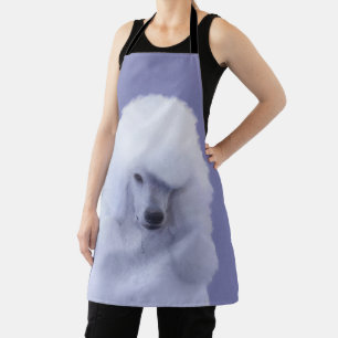 Standard Poodle White Painting - Original Dog Art Apron