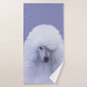 Standard Poodle White Painting - Original Dog Art Bath Towel Set