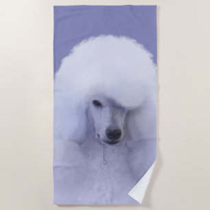Standard Poodle White Painting - Original Dog Art Beach Towel