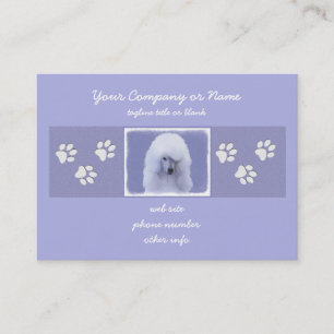 Standard Poodle White Painting - Original Dog Art Business Card